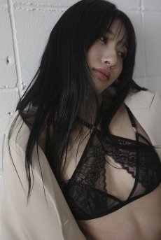 画像2: Triangle Layered Bra | Houle Mystique | ブラジャー・ノンワイヤーブラ・レース・ブラック | Kiff  キッフ 【サイズ交換NG】   日本製   (2)