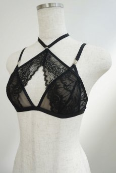 画像13: Triangle Layered Bra | Houle Mystique | ブラジャー・ノンワイヤーブラ・レース・ブラック | Kiff  キッフ 【サイズ交換NG】   日本製   (13)