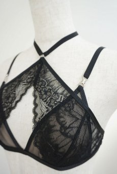 画像16: Triangle Layered Bra | Houle Mystique | ブラジャー・ノンワイヤーブラ・レース・ブラック | Kiff  キッフ 【サイズ交換NG】   日本製   (16)