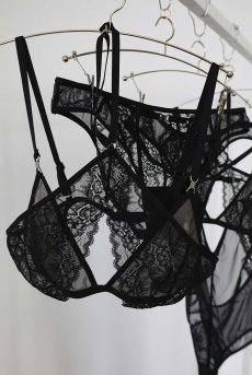 画像23: Triangle Layered Bra | Houle Mystique | ブラジャー・ノンワイヤーブラ・レース・ブラック | Kiff  キッフ 【サイズ交換NG】   日本製   (23)