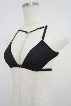 画像10: Deformed Triangle Bra | petit pause | ブラジャー・ノンワイヤーブラ・サテン生地・クロスバック・ブラック | Kiff  キッフ 【サイズ交換NG】   日本製   (10)