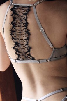 画像9: Wired Bra | Onde a l'Aube | ブラジャー・ワイヤーブラ・3/4カップ・サテン生地・レース・グレー | Kiff  キッフ 【サイズ交換NG】   日本製   (9)