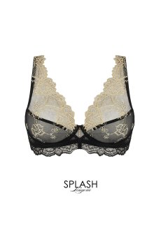 画像1: ACJ7413-NE｜Linge J13｜ハーフカップブラ ブラック × ゴールド｜Lise Charmel リズシャルメル【サイズ交換NG】【クーポン対象外】輸入下着・高級ランジェリー  (1)