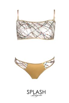 画像1: 【サンプル特別価格】Aurora Sparkle Set|ブラレット&ショーツセット・ノンパテッドブラ・替えストラップ付・スパンコール|ギフトBOX入り|未発表モデル・サンプル・見本品|LA MUSA ラミューザ【即日発送・サイズ交換NG】輸入下着・ 高級ランジェリー   (1)