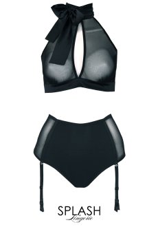 画像1: 【サンプル特別価格】Love|ブラレット&ガーターベルト付きショーツセット・シースルー・ホルターネック|ギフトBOX入り|未発表モデル・サンプル・見本品|LA MUSA ラミューザ【即日発送・サイズ交換NG】輸入下着・ 高級ランジェリー   (1)