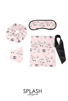 画像1: 【サンプル特別価格】Art Tattoo Travel Set|トラベル4点セット・アイマスク・シュシュ・マスク・巾着ポーチ|ギフトBOX入り|LA MUSAアイコンプリント・未発表モデル・サンプル・見本品|LA MUSA ラミューザ【即日発送・サイズ交換NG】輸入下着・ 高級ランジェリー   (1)