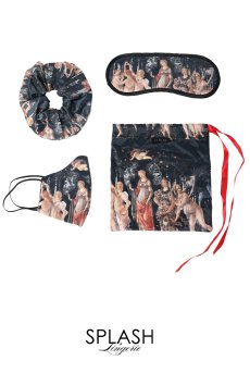 画像1: 【サンプル特別価格】Primavera Travel Set|トラベル4点セット・アイマスク・シュシュ・マスク・巾着ポーチ|ギフトBOX入り|プリマヴェーラ柄・未発表モデル・サンプル・見本品|LA MUSA ラミューザ【即日発送・サイズ交換NG】輸入下着・ 高級ランジェリー   (1)