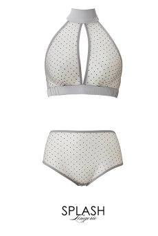 画像8: 【30%OFF】アウトレットSALE｜L｜Renaissance  | ブラレット＆ハイウエストショーツセット・ノンパテッドブラ・ライトグレー・ドット柄・ホルターネック・シルク混 | LA MUSA ラミューザ【サイズ交換NG・クーポン適用対象外】ラミューザ LA MUSA 輸入下着・ 高級ランジェリー  （在庫限り） (8)