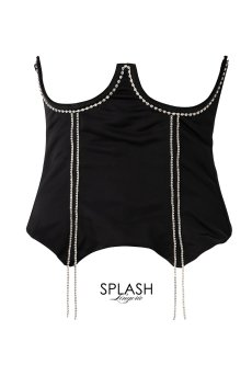 画像14: 【70%OFF】アウトレット｜M｜Black-Corset  | コルセット・ブラック・ビジュー・スワロフスキー・サテン・シルク混 | LA MUSA ラミューザラミューザ LA MUSA 輸入下着・ 高級ランジェリー   (14)