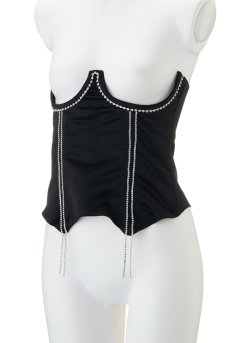 画像15: 【70%OFF】アウトレット｜M｜Black-Corset  | コルセット・ブラック・ビジュー・スワロフスキー・サテン・シルク混 | LA MUSA ラミューザラミューザ LA MUSA 輸入下着・ 高級ランジェリー   (15)