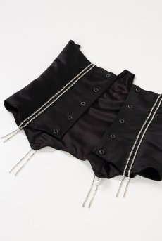 画像20: 【70%OFF】アウトレット｜M｜Black-Corset  | コルセット・ブラック・ビジュー・スワロフスキー・サテン・シルク混 | LA MUSA ラミューザラミューザ LA MUSA 輸入下着・ 高級ランジェリー   (20)