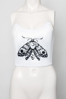 画像8: Moon-Butterfly-Corset  | コルセット・ホワイト・バタフライプリント・サテン・シルク混 | LA MUSA ラミューザ【送料無料・サイズ交換OK】ラミューザ LA MUSA 輸入下着・ 高級ランジェリー   (8)
