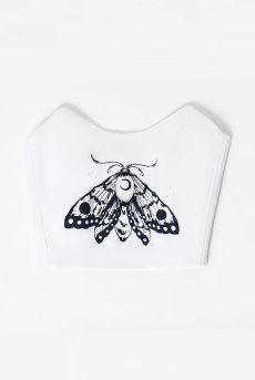 画像11: Moon-Butterfly-Corset  | コルセット・ホワイト・バタフライプリント・サテン・シルク混 | LA MUSA ラミューザ【送料無料・サイズ交換OK】ラミューザ LA MUSA 輸入下着・ 高級ランジェリー   (11)