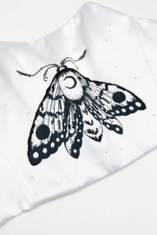 画像14: Moon-Butterfly-Corset  | コルセット・ホワイト・バタフライプリント・サテン・シルク混 | LA MUSA ラミューザ【サイズ交換OK】ラミューザ LA MUSA 輸入下着・ 高級ランジェリー   (14)