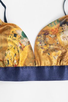 画像12: Gustav-Klimt-Lingerie-Set  | クリムト柄ブラレット＆ショーツセット・ゴールド×ネイビー・シルク混・替えストラップ付き | LA MUSA ラミューザ【サイズ交換NG】ラミューザ LA MUSA 輸入下着・ 高級ランジェリー   (12)