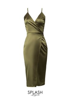 画像3: Golden-Olive-Dress  | ラップドレス・オリーブグリーン・シルク混 | LA MUSA ラミューザ| ラミューザ LA MUSA 輸入下着・ 高級ランジェリー   (3)