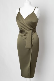 画像8: Golden-Olive-Dress  | ラップドレス・オリーブグリーン・シルク混 | LA MUSA ラミューザ【送料無料・サイズ交換OK】ラミューザ LA MUSA 輸入下着・ 高級ランジェリー   (8)