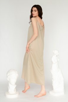 画像2: Angel-Slip-Dress-Long  | ロングドレス・ベージュ・シルク混・2way・取り替えOKな羽ストラップ付き | LA MUSA ラミューザ| ラミューザ LA MUSA 輸入下着・ 高級ランジェリー   (2)