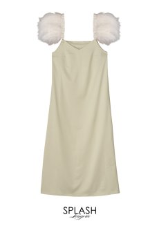 画像3: Angel-Slip-Dress-Long  | ロングドレス・ベージュ・シルク混・2way・取り替えOKな羽ストラップ付き | LA MUSA ラミューザ| ラミューザ LA MUSA 輸入下着・ 高級ランジェリー   (3)