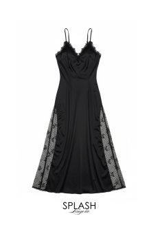 画像10: L408-CHE-BK｜艶サテンのロングスリップドレス（ブラック）｜Lace Shop｜インポートランジェリー【即日発送・サイズ交換NG・メール便対象】輸入下着・ランジェリー (10)