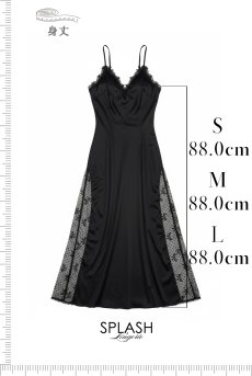 画像12: L408-CHE-BK｜艶サテンのロングスリップドレス（ブラック）｜Lace Shop｜インポートランジェリー【即日発送・サイズ交換NG・メール便対象】輸入下着・ランジェリー (12)
