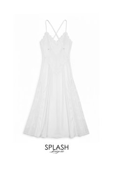 画像9: 【先行予約 10%OFF】L408-CHE-WH｜艶サテンのロングスリップドレス（ホワイト）｜Lace Shop｜インポートランジェリー輸入下着・ランジェリー (9)