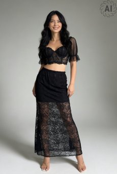 画像2: 【先行予約】10％OFF｜L501｜総レースの2WAYロングスカート（レース・ウエストゴム・ストレッチ）｜Lace Shop｜インポートランジェリー【サイズ交換OK・メール便対象】輸入下着・ランジェリー (2)