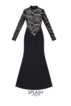 画像1: L603-LD｜ランジェリードレス（マキシ丈・長袖・マーメイドライン）｜Lace Shop｜インポートランジェリー【即日発送・サイズ交換OK】輸入下着・ランジェリー (1)