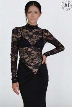 画像7: L603-LD｜ランジェリードレス（マキシ丈・長袖・マーメイドライン）｜Lace Shop｜インポートランジェリー【即日発送・サイズ交換OK】輸入下着・ランジェリー (7)