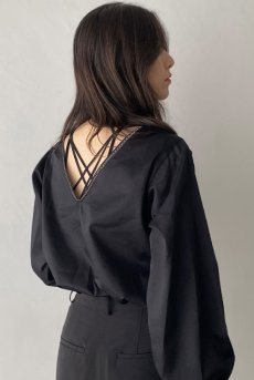 画像4: Desir Front gathers Blouse BK |トップス・ブラウス・ブラック・コットン | Lilose リローズ【サイズ交換NG】   日本製   (4)