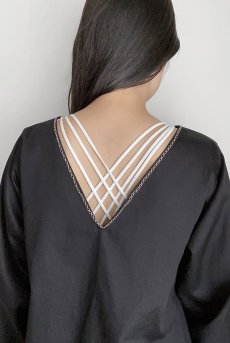 画像12: Desir Front gathers Blouse BK |トップス・ブラウス・ブラック・コットン | Lilose リローズ【サイズ交換NG】   日本製   (12)