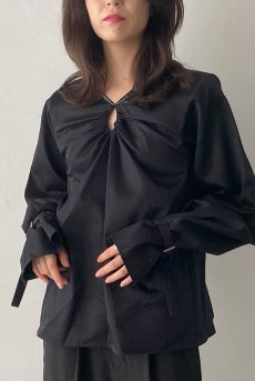 画像18: Desir Front gathers Blouse BK |トップス・ブラウス・ブラック・コットン | Lilose リローズ【サイズ交換NG】   日本製   (18)