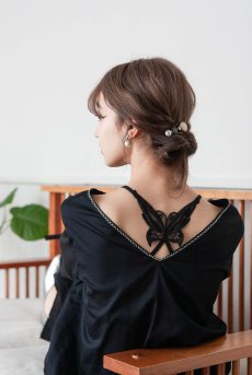 画像25: Desir Front gathers Blouse BK |トップス・ブラウス・ブラック・コットン | Lilose リローズ【サイズ交換NG】   日本製   (25)