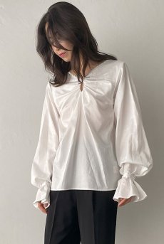 画像3: Desir Front gathers Blouse WH |トップス・ブラウス・ホワイト・コットン | Lilose リローズ【サイズ交換NG】   日本製   (3)