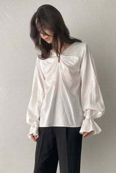 画像5: Desir Front gathers Blouse WH |トップス・ブラウス・ホワイト・コットン | Lilose リローズ【サイズ交換NG】   日本製   (5)