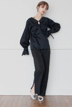 画像12: Desir Side Slit Pants BK | ボトムス・スリットパンツ・ブラック | Lilose リローズ【サイズ交換NG】   日本製   (12)