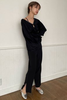 画像13: Desir Side Slit Pants BK | ボトムス・スリットパンツ・ブラック | Lilose リローズ【サイズ交換NG】   日本製   (13)