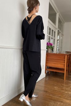 画像14: Desir Side Slit Pants BK | ボトムス・スリットパンツ・ブラック | Lilose リローズ【サイズ交換NG】   日本製   (14)