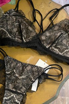 画像29: Desir String Bralette BK | ブラレット・ノンパテッドブラ・レース・パッド用ポケット付き・ブラック | Lilose リローズ【サイズ交換NG】   日本製   (29)