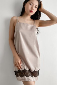 画像1: Cedar Satin Camisole BG | スリップ・キャミソール・ベージュ | Lilose リローズ【サイズ交換NG】   日本製   (1)