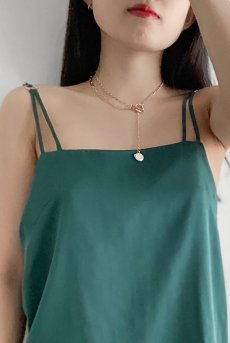 画像2: Cedar Satin Camisole GR  | スリップ・キャミソール・ディープグリーン | Lilose リローズ【サイズ交換NG】   日本製   (2)