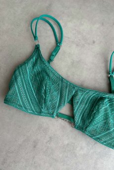 画像20: Valley Lace Baundeau Brassiere EG| ブラジャー・ノンパテッドブラ・レース・パッド用ポケット付き・エメラルドグリーン | Lilose リローズ【サイズ交換NG】   日本製   (20)