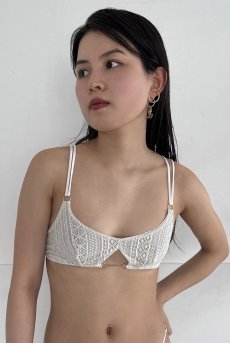 画像2: Valley Lace Baundeau Brassiere WH| ブラジャー・ノンパテッドブラ・レース・パッド用ポケット付き・ホワイト | Lilose リローズ【サイズ交換NG】   日本製   (2)