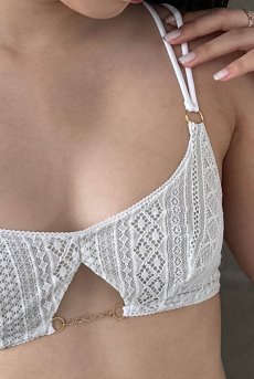 画像8: Valley Lace Baundeau Brassiere WH| ブラジャー・ノンパテッドブラ・レース・パッド用ポケット付き・ホワイト | Lilose リローズ【サイズ交換NG】   日本製   (8)