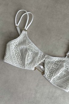 画像17: Valley Lace Baundeau Brassiere WH| ブラジャー・ノンパテッドブラ・レース・パッド用ポケット付き・ホワイト | Lilose リローズ【サイズ交換NG・クーポン割引対象外・メール便対象】  日本製   (17)