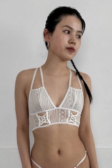 画像3: Vally Chain Bralette WH|ブラレット・ノンパテッドブラ・レース・ホワイト | Lilose リローズ【サイズ交換NG】   日本製   (3)