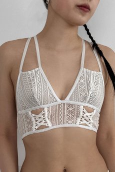 画像7: Vally Chain Bralette WH|ブラレット・ノンパテッドブラ・レース・ホワイト | Lilose リローズ【サイズ交換NG】   日本製   (7)