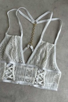 画像15: Vally Chain Bralette WH|ブラレット・ノンパテッドブラ・レース・ホワイト | Lilose リローズ【サイズ交換NG】   日本製   (15)