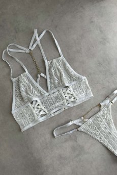 画像17: Vally Chain Bralette WH|ブラレット・ノンパテッドブラ・レース・ホワイト | Lilose リローズ【サイズ交換NG】   日本製   (17)