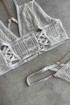 画像18: Vally Chain Bralette WH|ブラレット・ノンパテッドブラ・レース・ホワイト | Lilose リローズ【サイズ交換NG】   日本製   (18)